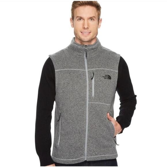 The North Face Men’s L Fleece Vest | Gray Knit, Zip Pockets Fall Layering Staple - Picture 2 of 8